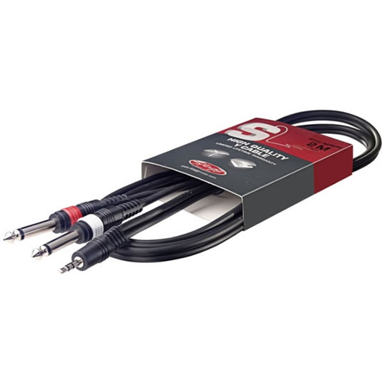 2M Stagg Stereo Mini-Jack to 2x Jack Y Cable : image 1