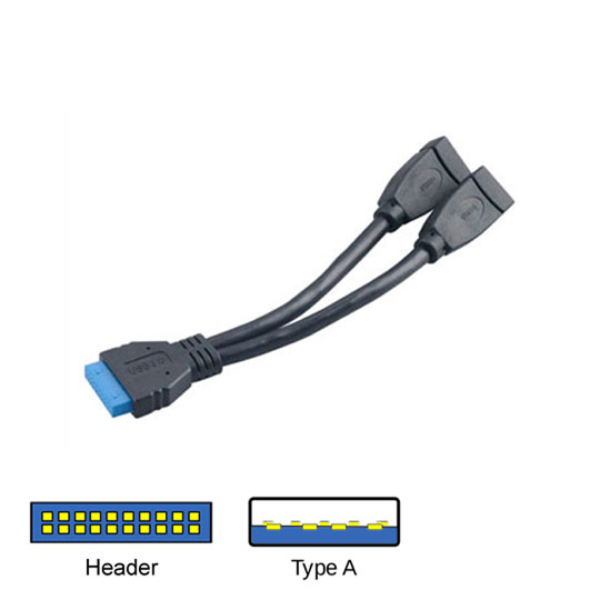 Akasa USB 3.0 Header to 2x USB 3.0 - 15cm : image 1