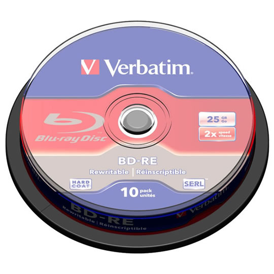 Verbatim 43694 Blu-ray Rewriteable 25GB 2x Speed Media 10pcs Cakebox : image 1