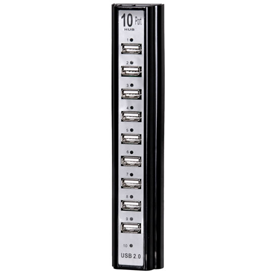 10 Port Xentia USB 2.0 Hub with PSU Wall Mountable : image 1