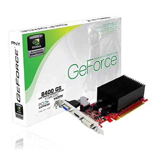 PNY 8400GS PCI-E Low Profile Passive NVIDIA Graphics Card - 512MB : image 1