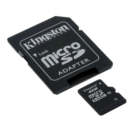 Kingston 4GB High Capacity Fast Micro SD Memory Card + Adaptor : image 1