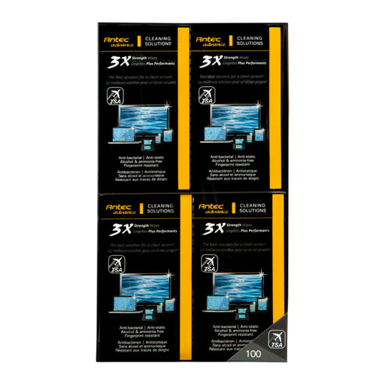 100 Pack Antec 3X Individually Sealed Anti Static/Bacterial Screen Cleaning Wipes : image 3
