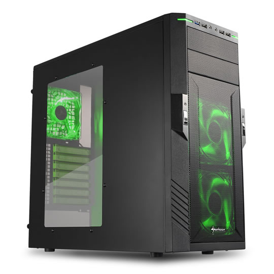 Sharkoon T28 Black/Green Mid Tower Case : image 1