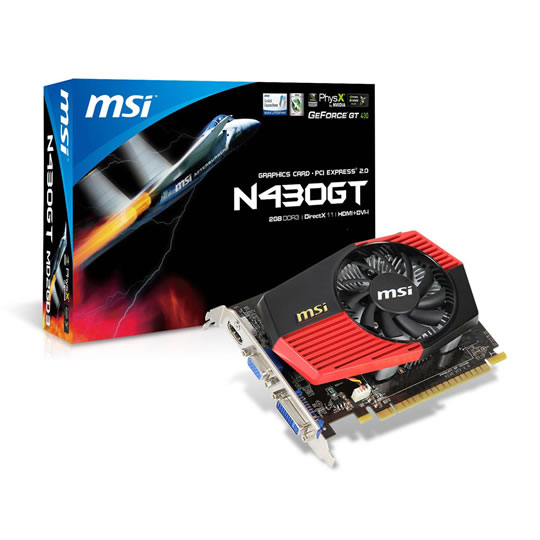 MSI NVIDIA GT 430 Overclocked Graphics Card 2GB LN43613 N430GT MD2GD3 OC SCAN UK