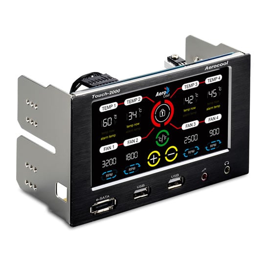 AeroCool Touch 2000 4Ch LCD Touch Panel Fan Controller 2x5.25" Slots : image 1