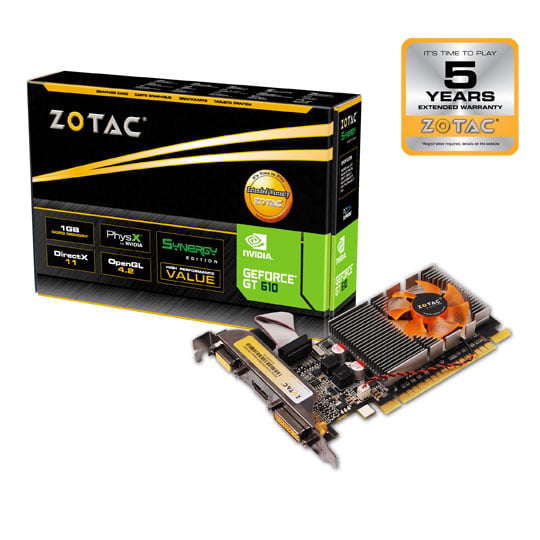 Zotac NVIDIA GT 610 Synergy Low Profile Compatible Graphics Card - 1GB : image 1