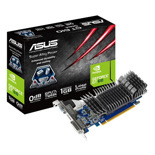ASUS GeForce GT 610 Silent Passive Graphics Card - 1GB : image 1