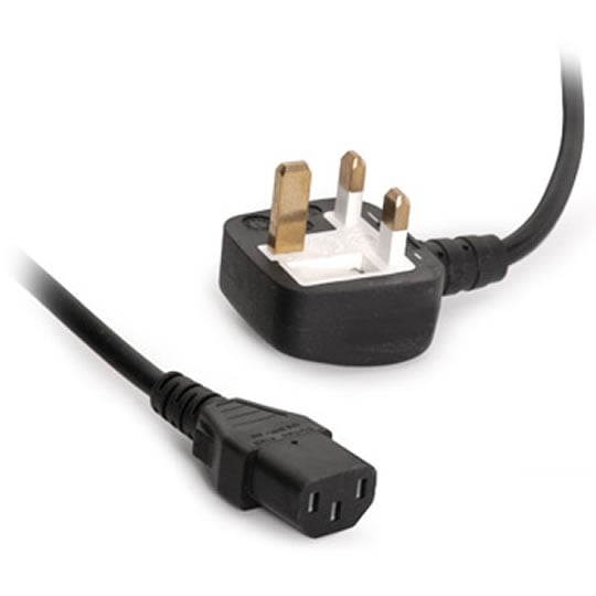 Xclio PSU Power Cable UK Plug to IEC C13, 5A Fuse 1.8M - Black