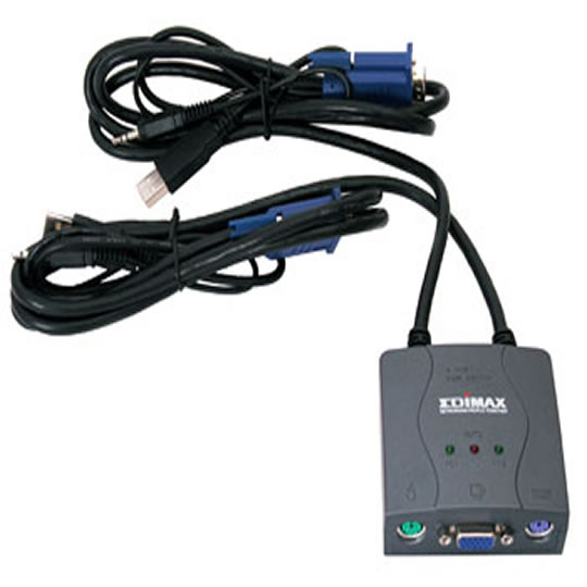 Edimax EK-UA2C 2x port PS2(in) USB(out)  EK-UA2C KVM Audio switch, compact size with 2 cables : image 1