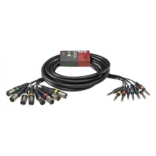 5M Stagg MultiCore 8xXLR(M)-8xJack(Mono) Loom