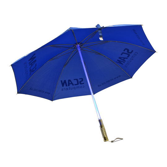 Multi Colour LED Scan Umbrella Blue with RGB Shaft & Torch : image 1