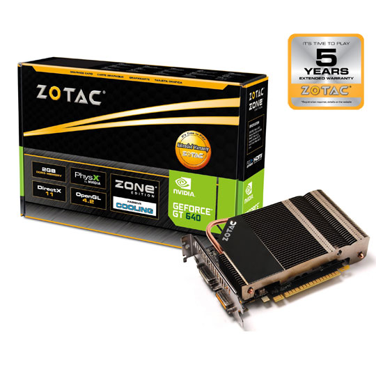 Zotac GeForce GT 640 Zone Edition Passive Cooled NVIDIA Graphics Card - 2GB : image 1