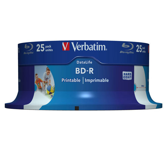 Verbatim 43811 25pcs Cakebox BD-R SL Datalife 25GB 6x Inkjet Printable