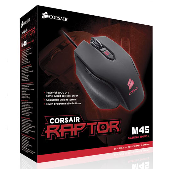 Corsair Raptor M45 Gaming Mouse - Programmable 5000DPI optical gaming mouse with adjustable weight s : image 4