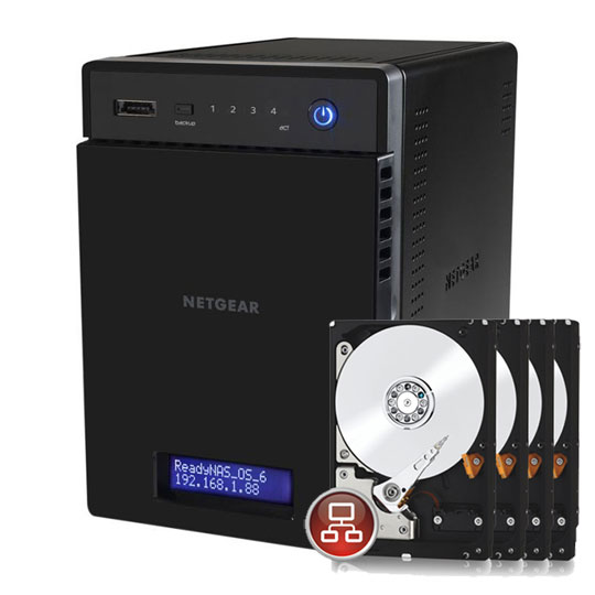Netgear ReadyNAS 104 with 4x 2TB WD Red WD20EFRX RED SATA 3 HDD