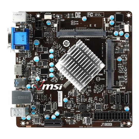 J1800I Intel MSI MiniITX Motherboard with Celeron J1800 Dualcore 2