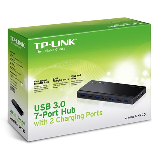 TP-LINK UH720 USB3.0 7 Port Hub with 2 x 2.1A Fast Charging Ports : image 3