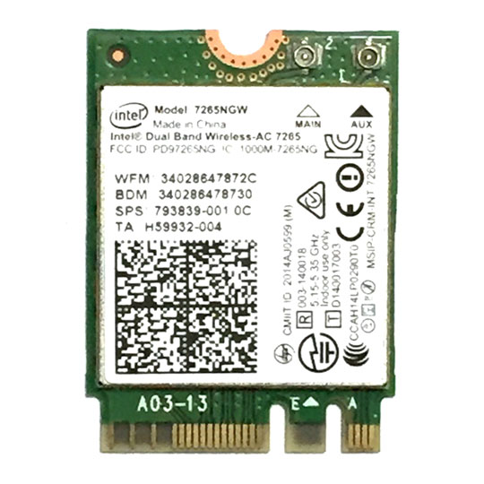 Intel 7265 11ac Wireless Card with Bluetooth 4.0 using M.2 Connection : image 1