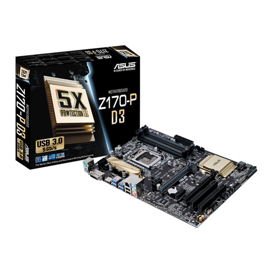 ASUS Z170 P D3 Intel Skylake ATX Motherboard LN66317 90MB0LV0 M0EAY0 SCAN UK