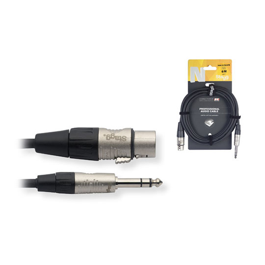 Stagg 6 metre XLR (F) to stereo Jack (M) Audio Cable