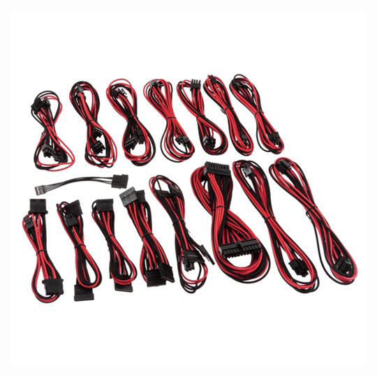 EVGA E-Series G2 / P2 / T2 PSU Black/Red Braided Cable Premium Kit from CableMod : image 1
