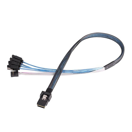 Silverstone 36 pin MiniSAS SFF-8087 (Target) to SATA 7pin (HOST) + Sideband cable 0.5M SST-CPS03-RE : image 1