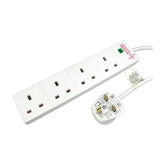 Scan 5m 4 Gang Extension Lead w/ Surge Protection - White