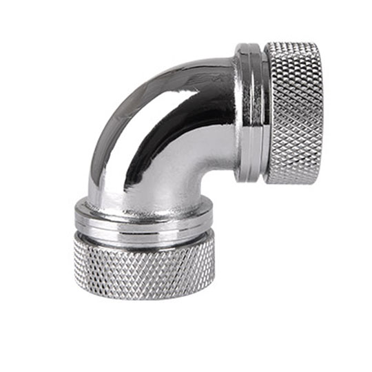 Pacific PETG Tube 90-Degree chrome dual compression 16mm OD from Thermaltake : image 1