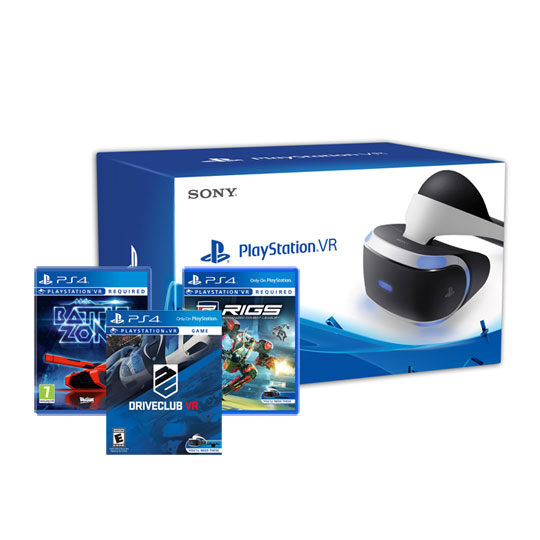 PSVR Headset With RIGS BattleZone and DriveClub VR Retail Games