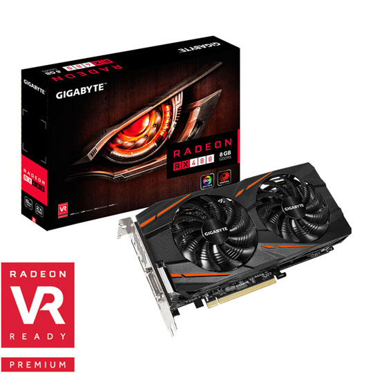 Gigabyte AMD Radeon RX480 WindForce 2 8GB Graphics Card LN76638 - GV ...