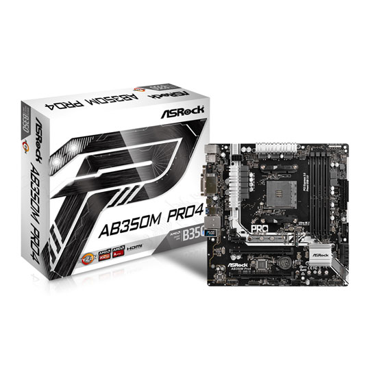ASRock AMD AM4 Ryzen AB350M Pro4 Micro ATX Motherboard : image 1