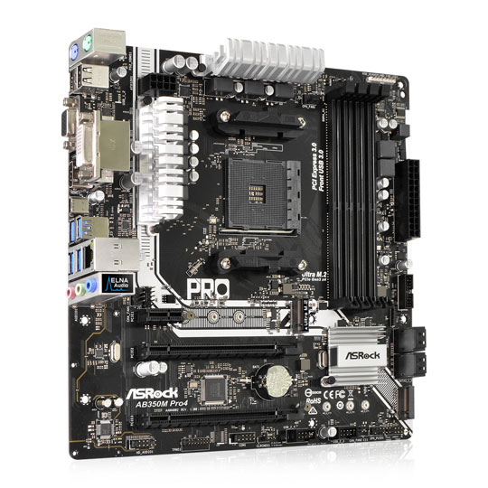ASRock AMD AM4 Ryzen AB350M Pro4 Micro ATX Motherboard : image 2
