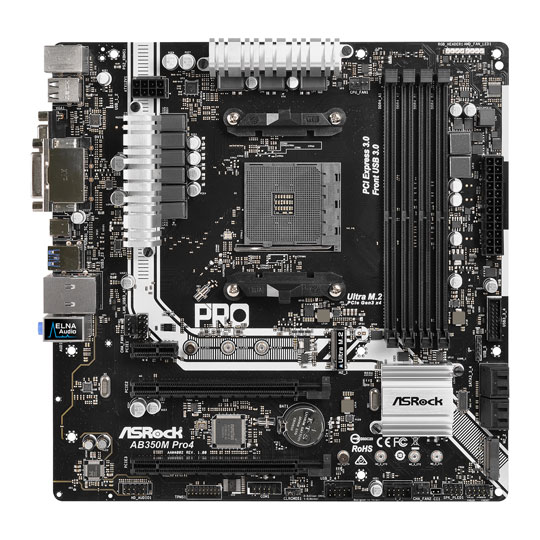 ASRock AMD AM4 Ryzen AB350M Pro4 Micro ATX Motherboard : image 3