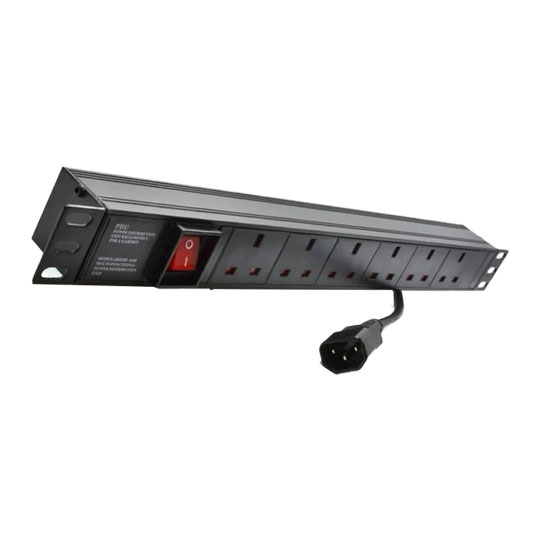 Xclio Data 6-Way Horizontal Rackmount PDU w/ Surge Protection 1.8M Cable