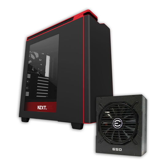 NZXT Black/Red H440 PC Case + EVGA SuperNOVA G1 650W Modular PSU Bundle ...