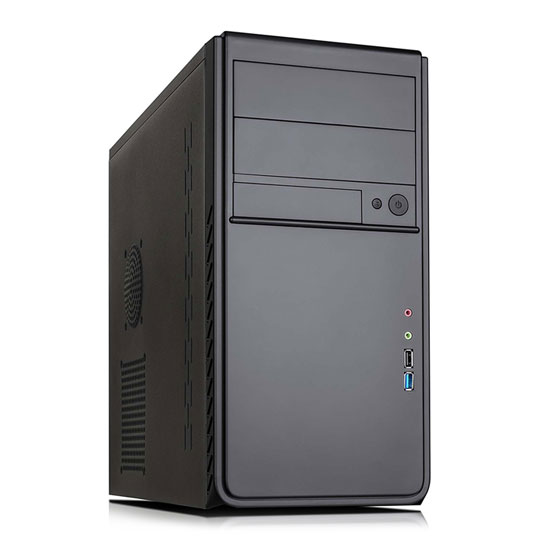 CiT MicroATX Quartz Black Office PC Gaming Case with PSU : image 1