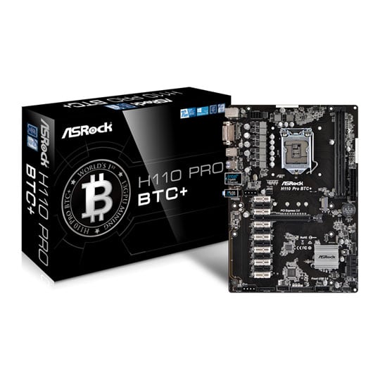 ASRock Intel H110 Pro BTC+ 13 PCIe Cryptocoin Mining ATX Motherboard : image 1