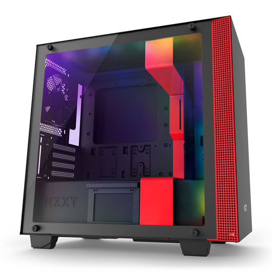 NZXT Red H400i Smart Micro ATX Tempered Glass Windowed PC Gaming Case ...