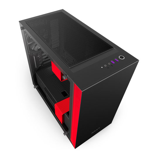 NZXT Red H400i Smart Micro ATX Tempered Glass Windowed PC Gaming Case ...