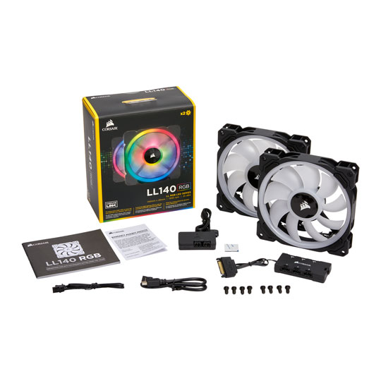 Corsair LL140 RGB 140mm Dual Light Loop 2 Fan + Lighting Node PRO
