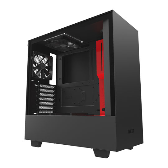 NZXT Red H500 Tempered Glass Window Midi PC Gaming Case : image 1