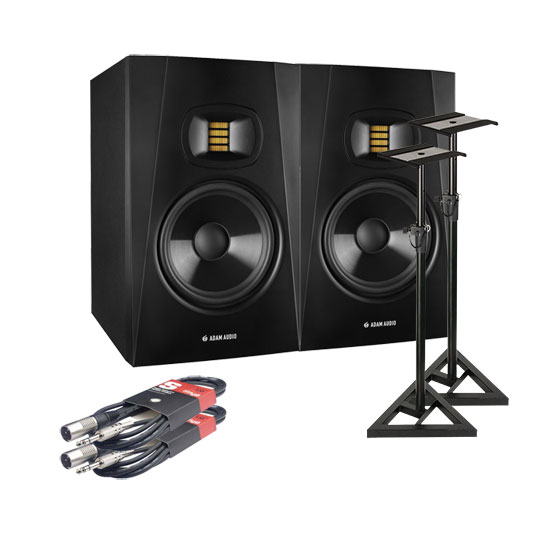 ADAM T7V (Pair) + Floor Stands + Leads