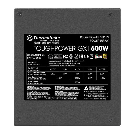 Thermaltake GX1 600W Toughpower 80 Plus Gold ATX Power supply : image 3