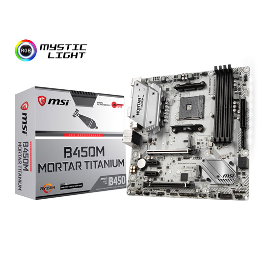MSI AMD Ryzen B450M MORTAR TITANIUM AM4 Micro ATX Motherboard : image 1