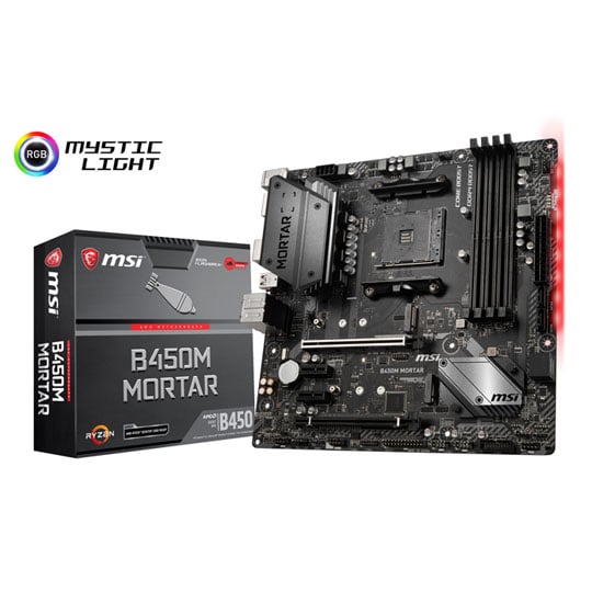 MSI AMD Ryzen B450M MORTAR AM4 Micro ATX Motherboard : image 1