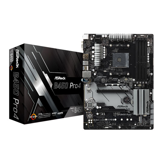 Refurbished - ASRock AMD B450 Pro4 Ryzen ATX Motherboard