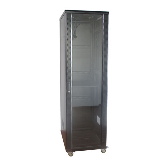 Hipoint 22U 19" 600X600mm Floor Data Cabinet with Side Panels Glass Door Flat Pack : image 1