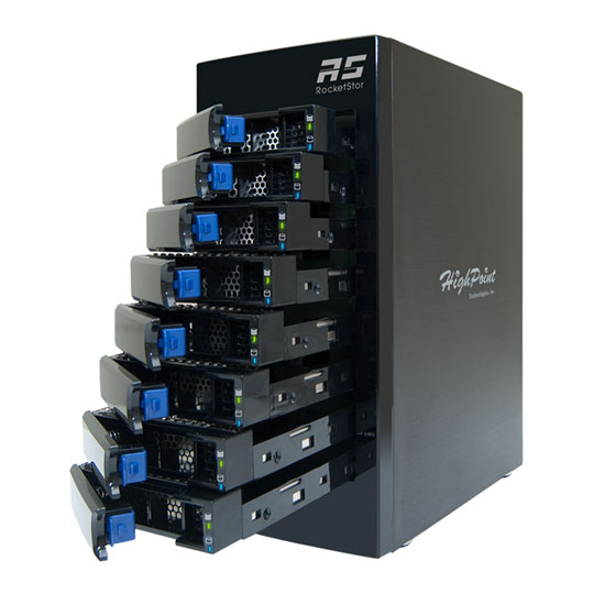 HighPoint RocketStor 6418AS 8 Bay 6Gb/s SAS/SATA Hardware RAID Tower Enclosure