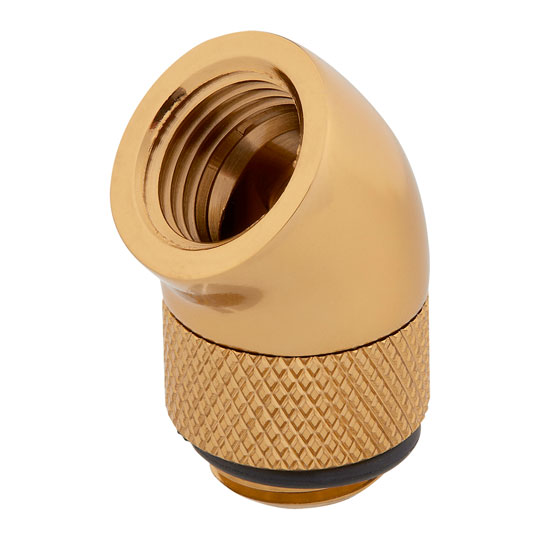 Corsair Hydro X XF Gold Brass G1/4" 45° Rotary Adapter Fitting - Twin Pack